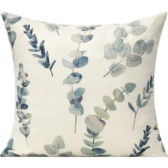 Sage Green Throw Pillow Covers Outdoor 18x18 Set of 4 Leaf Eucalyptus Plants - Picture 2 of 5